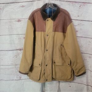 Vintage Tommy Hilfiger Flannel Lined Canvas and Leather Jacket Size Large
